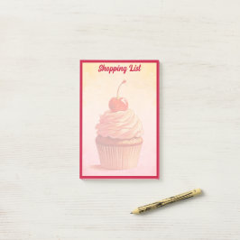 Bloco De Notas Cupcake de Cereja em estilo Vintage Fofo Rosa Amar