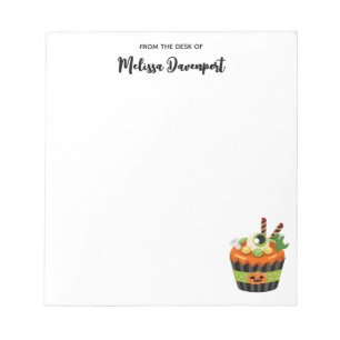 Bloco De Notas Cupcake de Halloween bonito e assustador com uma b