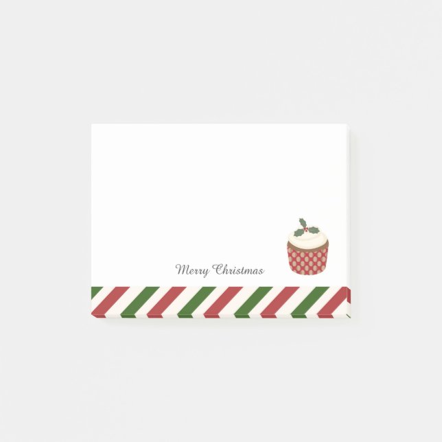 Bloco De Notas Cupcake do Natal vermelho e verde (Frente)
