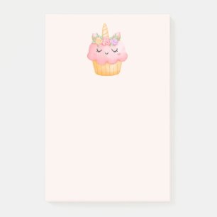 Bloco De Notas Cupcake rosa-claro Unicórnio com Rosas