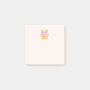 Bloco De Notas Cupcake rosa-claro Unicórnio com Rosas