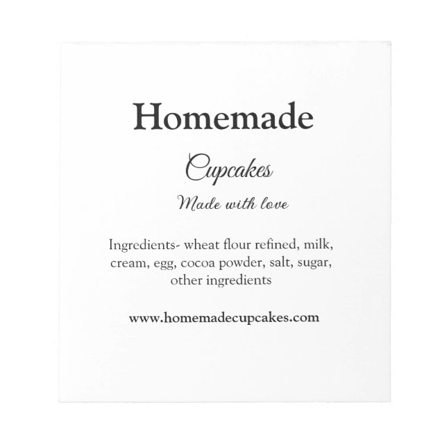 Bloco De Notas Cupcakes caseiros feitos com amor adicionar texto  (Frente)