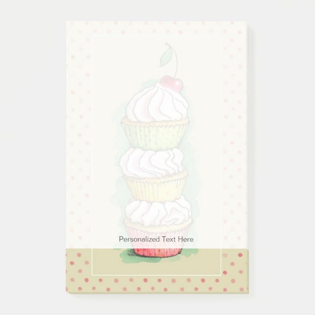 Bloco De Notas Cupcakes da aguarela. Ilustração da cozinha (Frente)