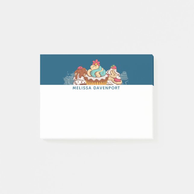 Bloco De Notas Cupcakes de Estilo Retro Deserto Doce (Frente)