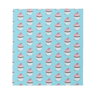 Bloco De Notas Cupcakes giros com fundo azul
