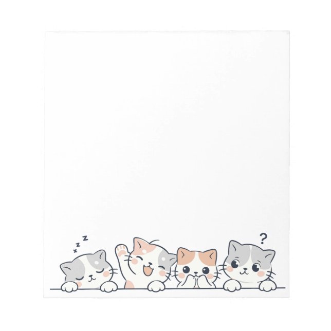 Bloco De Notas Curious Paws - Cute Cats Friends Peeking (Frente)