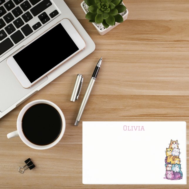 Bloco De Notas Curta Aquarela Personalizada Para Gatos Diversão (Criador carregado)