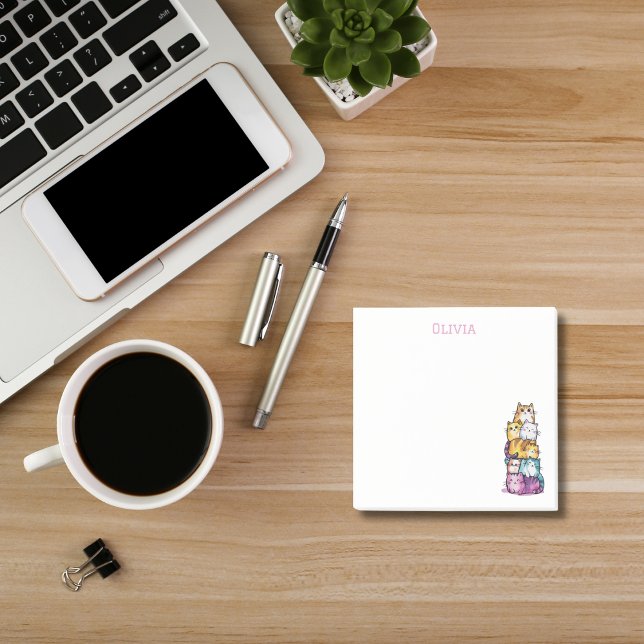 Bloco De Notas Curta Aquarela Personalizada Para Gatos Diversão (Criador carregado)