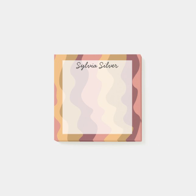 Bloco De Notas Curvas Coloridas Monograma Chic PERSalizado Person (Frente)