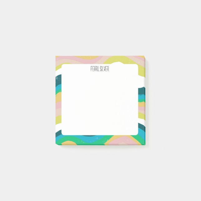 Bloco De Notas Curvas Coloridas Monograma Chic PERSalizado Person (Frente)