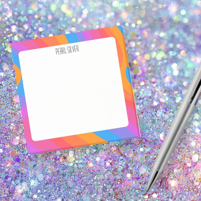 Bloco De Notas Curvas do arco-íris Monograma Chic PERSalizado Per (Rainbow Curves CUSTOM Chic Monogram Personalized Post-it Notes
)