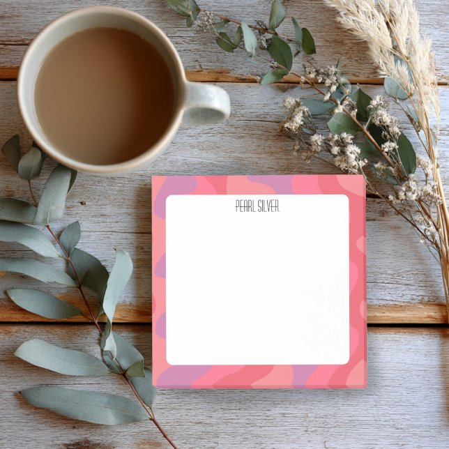 Bloco De Notas Curvas Rosa Personalizadas Monograma Chic Personal (Pink Curves CUSTOM Chic Monogram Personalized Post-it Notes
)