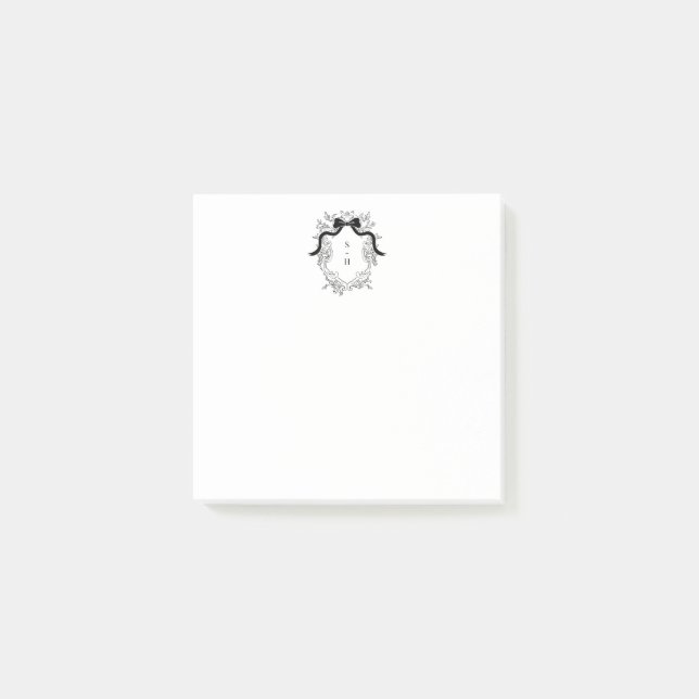 Bloco De Notas Custom Black & White Crest Monogram Notes (Frente)