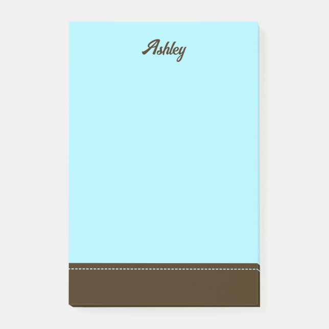 Bloco De Notas Custom blue brown personalized preppy stylish chic (Frente)