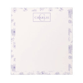 Bloco De Notas Custom Botanical Monogram Personalized Dog Cat Pet