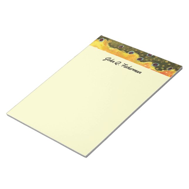 Bloco De Notas Custom Brook Trout Skin Fishing Ichthyology (Inclinado)