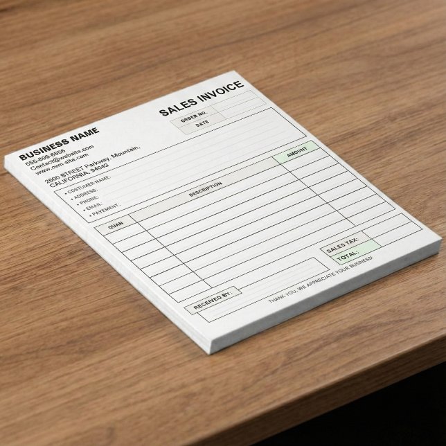 Bloco De Notas Custom Carbonless Sales Invoice Form, Company Name (Custom Duplicate Receipt Books with Your Company Name)