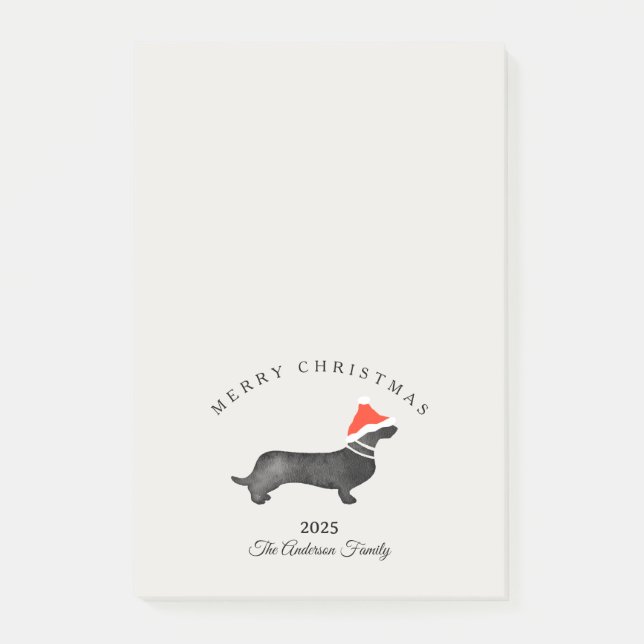 Bloco De Notas Custom Christmas red gray santa dachsund (Frente)