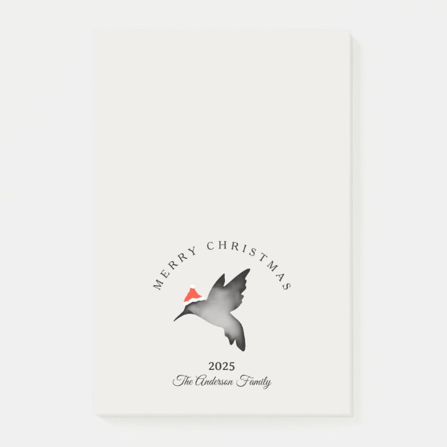 Bloco De Notas Custom Christmas red gray santa hummingbird (Frente)