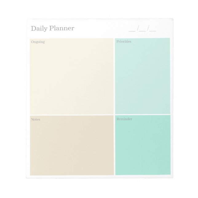 Bloco De Notas Custom Clean Minimalist Beige Grey Aqua Blue Daily (Frente)