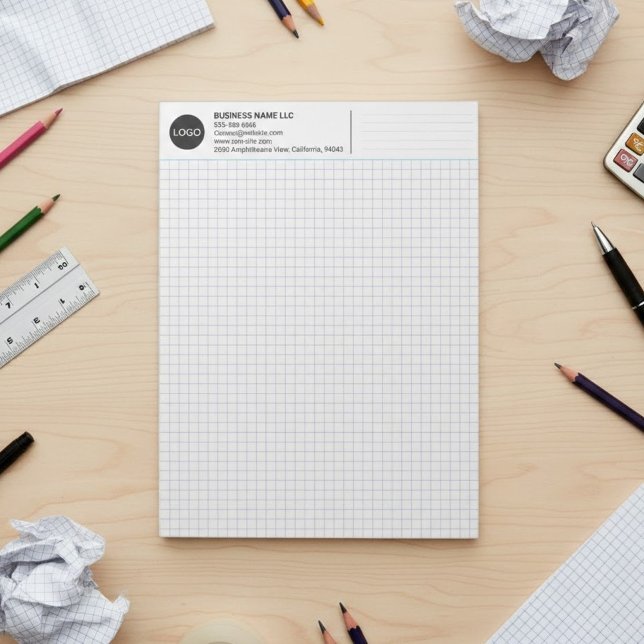 Bloco De Notas Custom Company Name & Logo, Minimalist Graph Paper (custom company logo notepad, graph paper for architects)