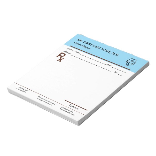 Bloco De Notas Custom Doctor Prescription Notepad Editable RX Pad (Invertido)