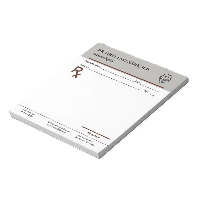 Bloco De Notas Custom Doctor Prescription Notepad Editable RX Pad (Invertido)