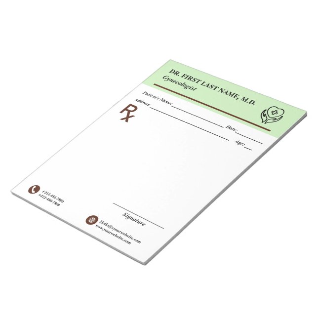 Bloco De Notas Custom Doctor Prescription Notepad Editable RX Pad (Inclinado)
