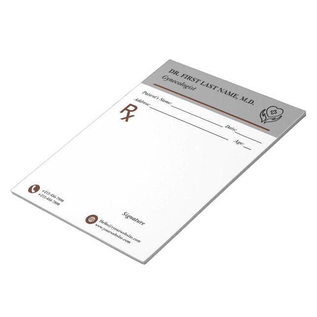 Bloco De Notas Custom Doctor Prescription Notepad Editable RX Pad (Inclinado)