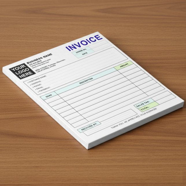 Bloco De Notas Custom Duplicate Sales Invoice Forms, Company Logo (Custom Duplicate Receipt Books with Your Company Name)
