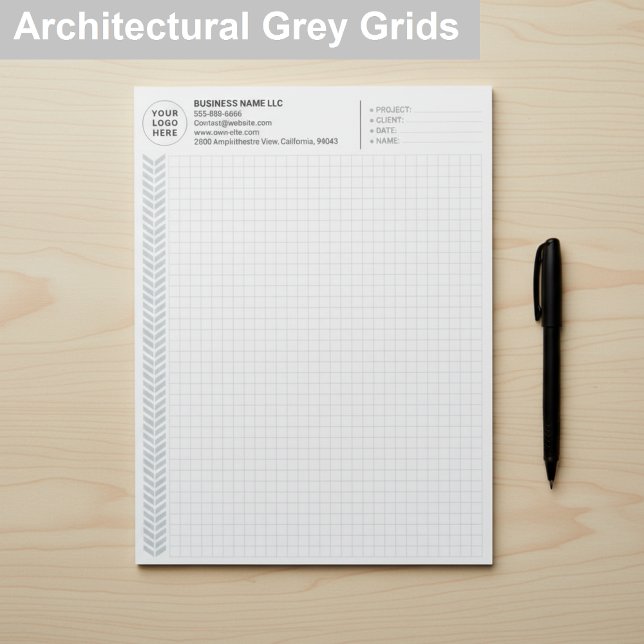 Bloco De Notas Custom Engineering Graph Pad with Logo, Gray Grids (Personalised Graph Grid Paper Pads)