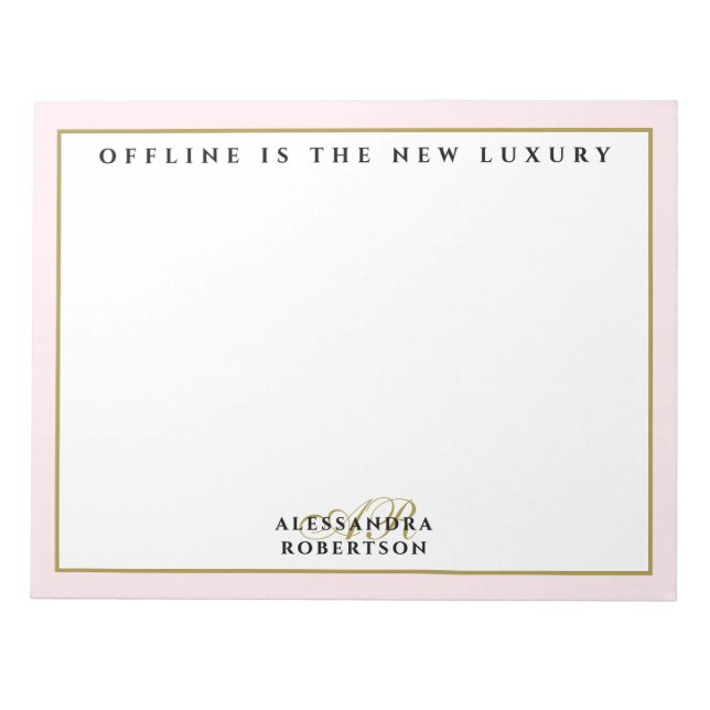 Bloco De Notas Custom Funny Inspirational Pastel,Pink White Gold  (Frente)