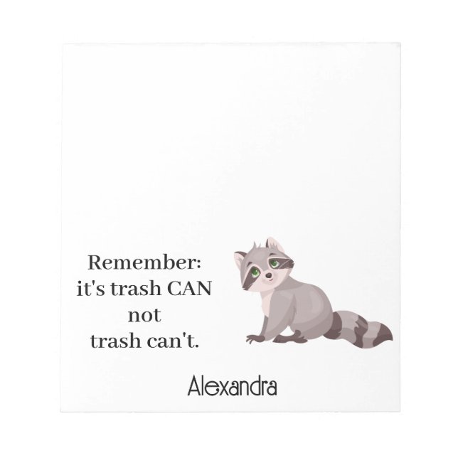 Bloco De Notas Custom Funny Racoon Animal Memopad Novelty Office (Frente)