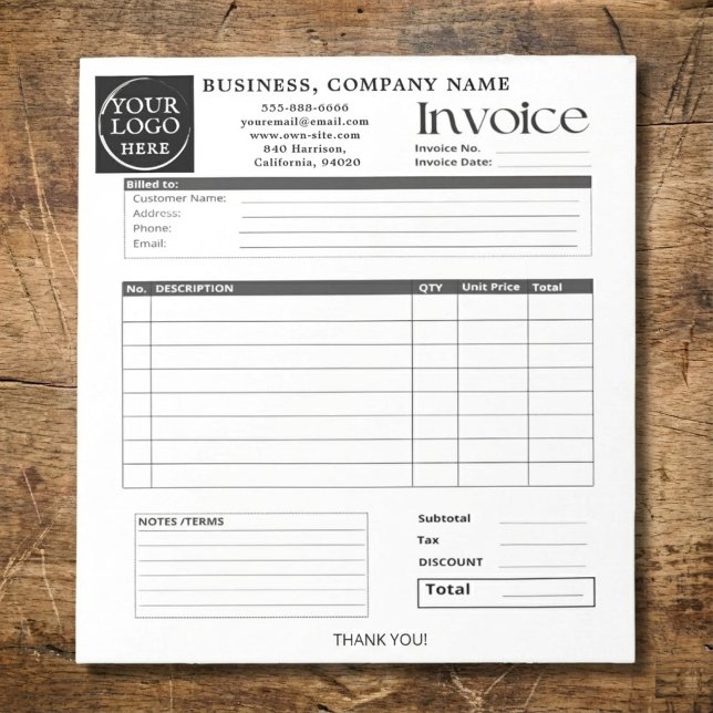 Bloco De Notas Custom Logo Small Business Invoice Sales Receipt N (Clean, professional, and fully customizable ✨
This minimalist invoice notepad helps small businesses)