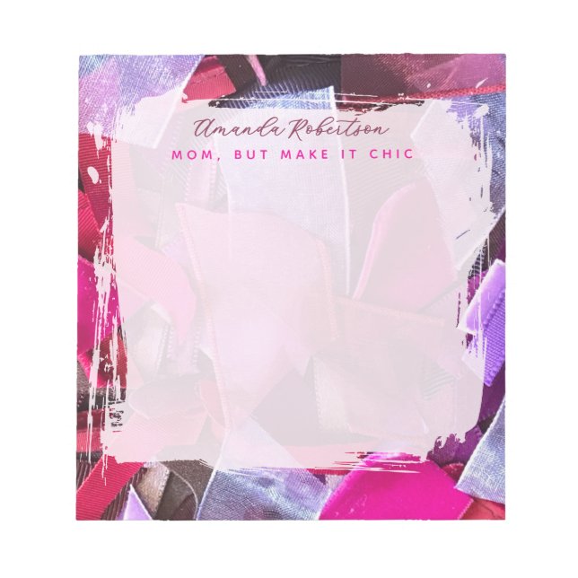 Bloco De Notas Custom Mom Inspirational Pink Purple Abstract Chic (Frente)