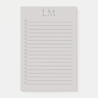 Bloco De Notas Custom Monogram Gray Taupe