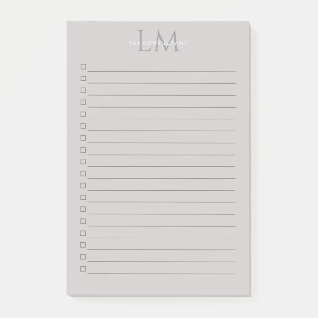 Bloco De Notas Custom Monogram Gray Taupe (Frente)