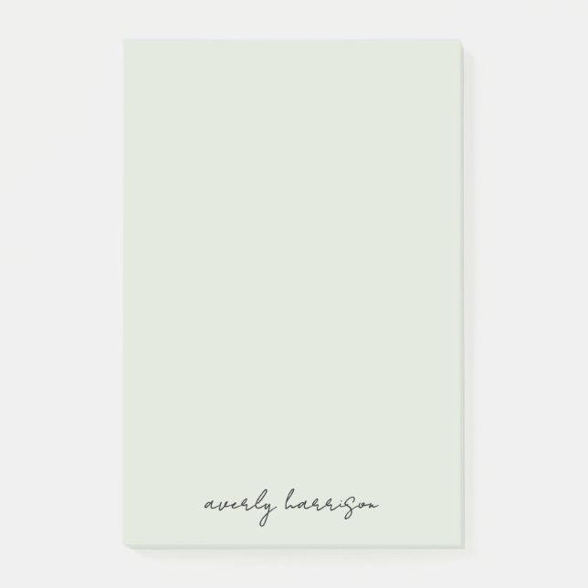 Bloco De Notas Custom Monogram Light Sage Chic Minimalist  (Frente)
