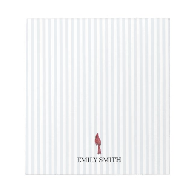Bloco De Notas Custom Name Cardinal Bird Painting Stripe (Frente)