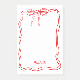 Bloco De Notas Custom Name Cute Coquette Red Ribbon Frame
