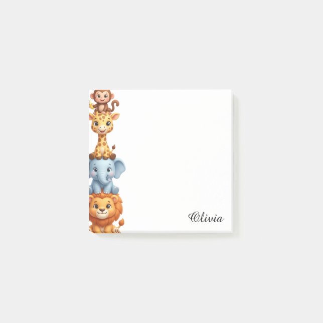 Bloco De Notas Custom Name Safari Animals Personalized Jungle (Frente)