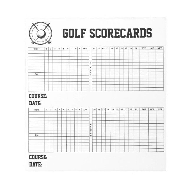 Bloco De Notas Custom Personalized Golf Scorecards Golfer (Frente)