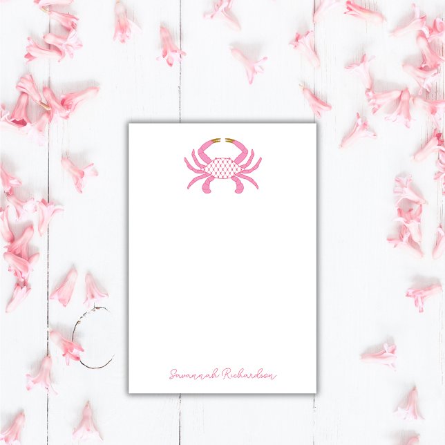 Bloco De Notas Custom Pink Crab, Coastal Sticky Notes (Criador carregado)