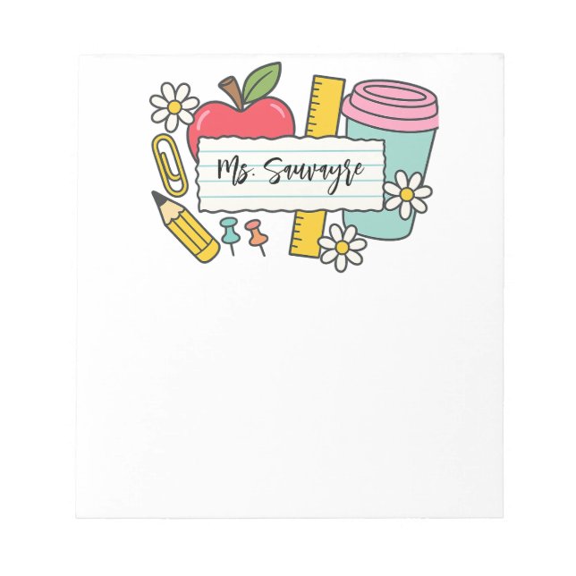 Bloco De Notas Custom Teacher Back to School & Teacher  (Frente)