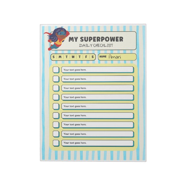 Bloco De Notas Customisable ADHD KIds Daily Checklist Notepad (Invertido)