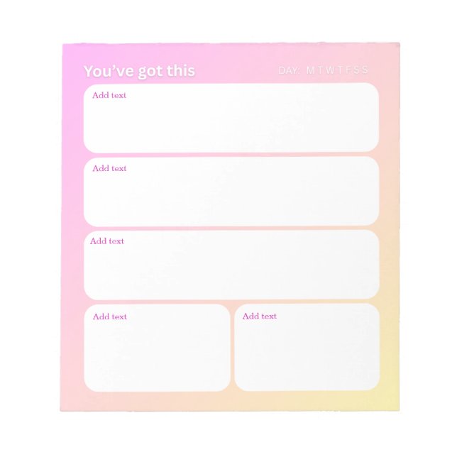 Bloco De Notas Customizable Daily Planning Notepad (Frente)