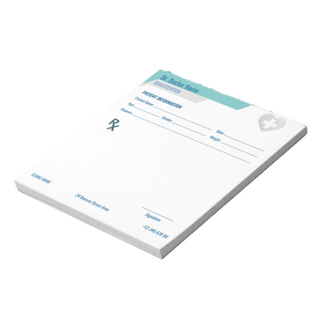Bloco De Notas Customizable RX Pad for Doctors - Prescription Pad (Invertido)