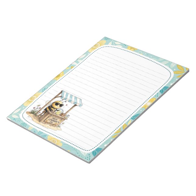 Bloco De Notas Cute Bee Lemonade Stand Full Page Lined Stationery (Inclinado)
