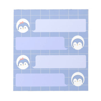 Bloco De Notas Cute Blue Penguin Notepad | Minimal Grid Me