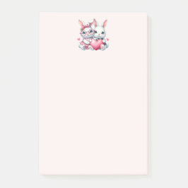 Bloco De Notas Cute Bunnies Sharing a Heart